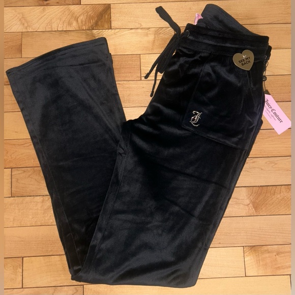 NEW ! JUICY COUTURE Velour OG Big Bling Sweatpants in Black Size S - Picture 3 of 6